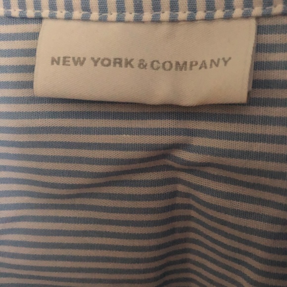 New New York & Company Button Front Blue and White Striped Dress - Picture 2 of 4